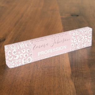 Porte-nom Élégant Rose Parties scintillant or Empreinte de
