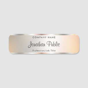 Porte-nom Élégant Script Faux Modèle Argent manuscrit