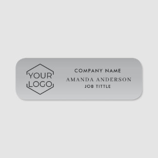 Porte-nom  Elegant Silver Gradient Logo Employee Plastic 
