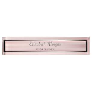 Porte-nom Élégant Silver, Rose, Frame Stripe