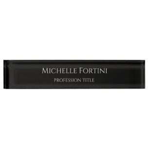 Porte-nom Élégant Simple Minimaliste Noir