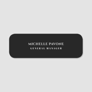 Porte-nom Élégant Simple Professionnel Noir & Gris