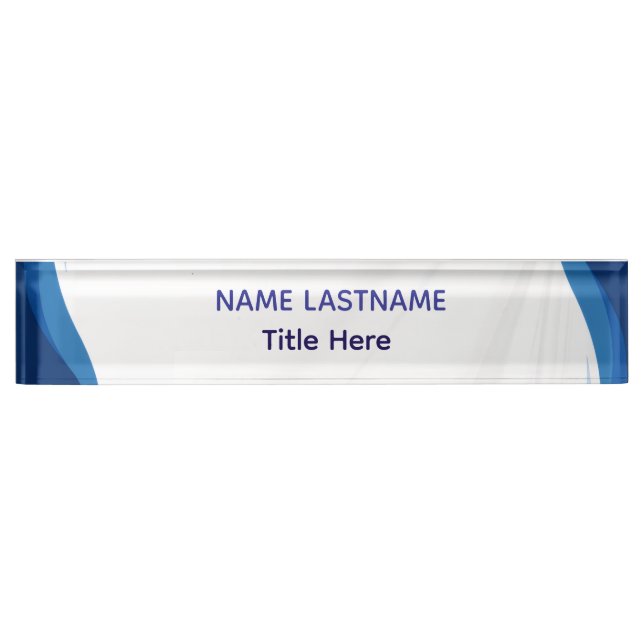 Porte-nom Elegant white & Blue custom name Desk Nameplate (Devant)