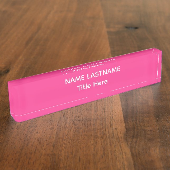 Porte-nom Elegant white & pink custom name Desk Nameplate (Taille)