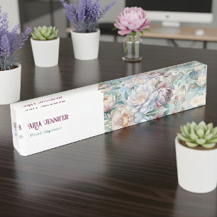 Porte-nom Élégante enseigne de bureau en acrylique Fleur de