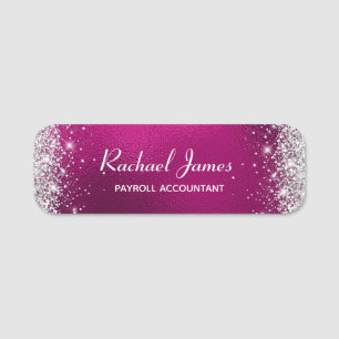 Porte-nom Élégante Glitterie Hot rose Nom de l'huile