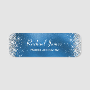 Porte-nom Élégante Glitterie Royal Blue Foil Nom de balise