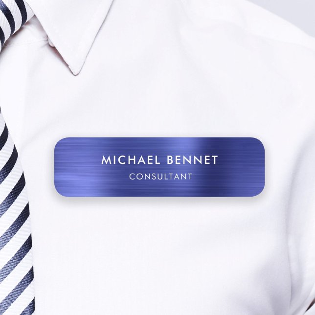 Porte-nom Élégante Marine Blue Professionnel (Elegant Navy Blue Professional Business Name Tag)