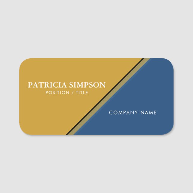 Porte-nom Elégante moutarde jaune, Monaco bleu & or : Modern (Devant)