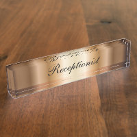 Élégante plaque de nom du bureau réceptionniste