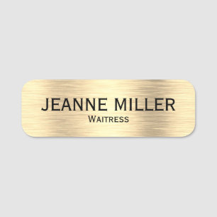 Porte-nom Élégante Waitress Black and Gold Name Tag