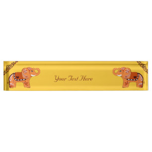 Porte-nom Éléphant de henné (orange/rouge)