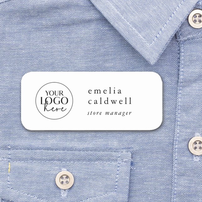 Porte-nom EMELIA Simple Entreprise Logo Employé Magnétique (EMELIA Simple Company Logo Employee Magnetic Name Tag)