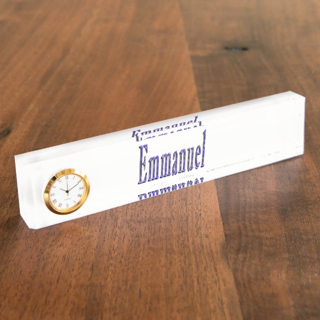 Porte-nom Emmanuel, Nom, Logo, Plaque de bureau avec horloge (Taille)