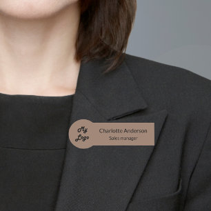 Porte-nom Employé du logo d'entreprise marron moche