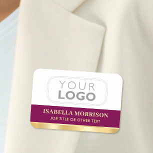 Porte-nom Employé Entreprise Logo ID Plum Gold