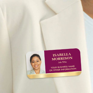 Porte-nom Employé ID entreprise Personnel Photo Plum Or