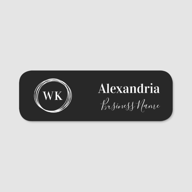 Porte-nom Employé Monogramme personnalisé (Devant)