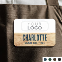 Employé Woodgrain Rustic Company Logo Bleu