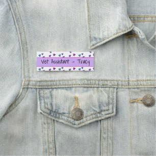 Porte-nom Empreinte de patte De Lecture Facile Rose Et Viole