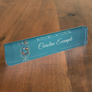 Porte-nom Enchantant oiseau bleu majestueux.
