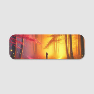Porte-nom Enchanted Crossroads - Vibrant Autumn Forest Art P