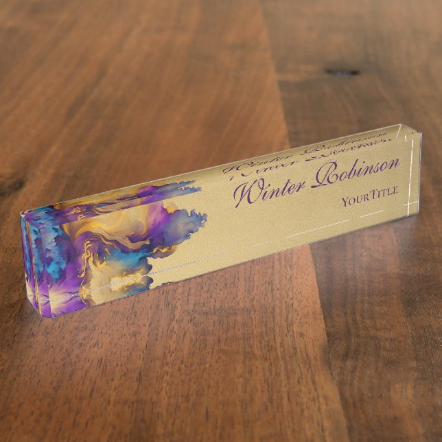 Porte-nom encre Abstraite couleur or (Taille)