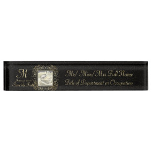 Porte-nom Enregistrer la date Elegant Gold Foil Dots Look Sc