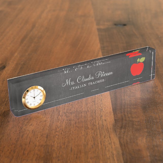 Porte-nom Enseignant de Blackboard et Red Apple School (Taille)