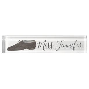 Porte-nom Enseignant de danse de chaussure de Jazz noir
