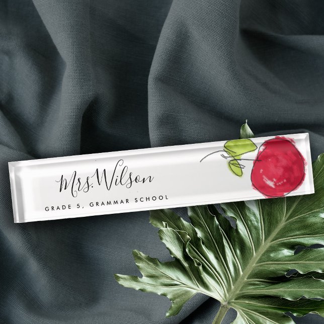 PORTE-NOM ENSEIGNANT DE L'ÉCOLE MODERNE PEINTURE HUILE POMME (Créateur téléchargé)