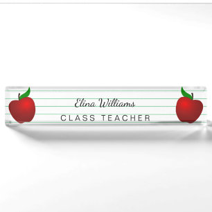 Porte-nom Enseignant de l'école Red Apple gouverné Lined