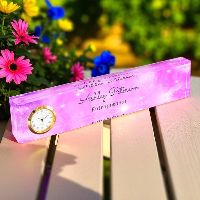 Porte-nom Enseignant Entrepreneur cadeau Purple Sparkle (Créateur téléchargé)