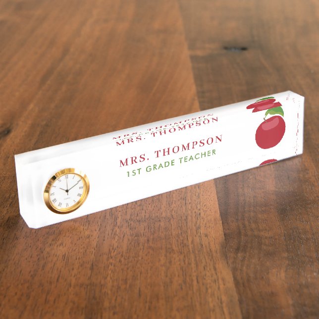 Porte-nom Enseignant personnalisé Red Apple (Taille)