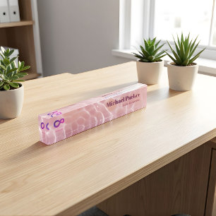 Porte-nom Enseigne de bureau moderne rose ondulation d'eau l