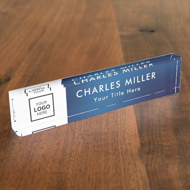 Porte-nom Enseigne de bureau professionnelle avec logo (Taille)