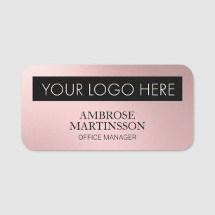 Porte-nom Entreprise rose Nom de l'employé Titre Logo