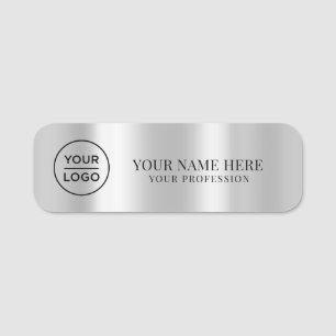 Porte-nom Épingle de sécurité employé logo Gris Argent magné