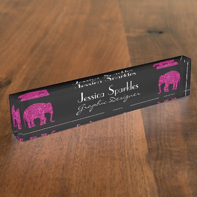 Porte-nom Étincelle rose étincelante étincelante Votre nom (Taille)