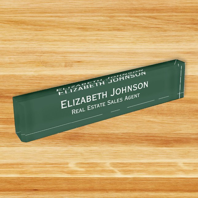Porte-nom Exécutif professionnel moderne Dark Green (Modern Dark Green Professional Business Executive Desk Name Plate)
