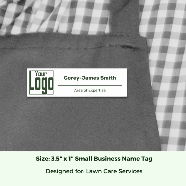 Porte-nom Expertise Logo Classique Vert Blanc Classique (Classic Logo Expertise Classic White Green Name Tag; Size 3.5 x 1 Inch)