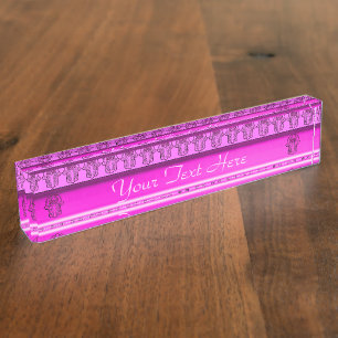 Porte-nom Exploit de main de Hamsa : Coeur (rose)