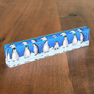 Porte-nom Famille de pingouin