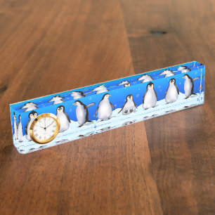 Porte-nom Famille de pingouin