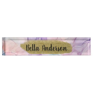 Porte-nom Fantaisie Glamour Aquarelle Pastel Éthéré Diaphane