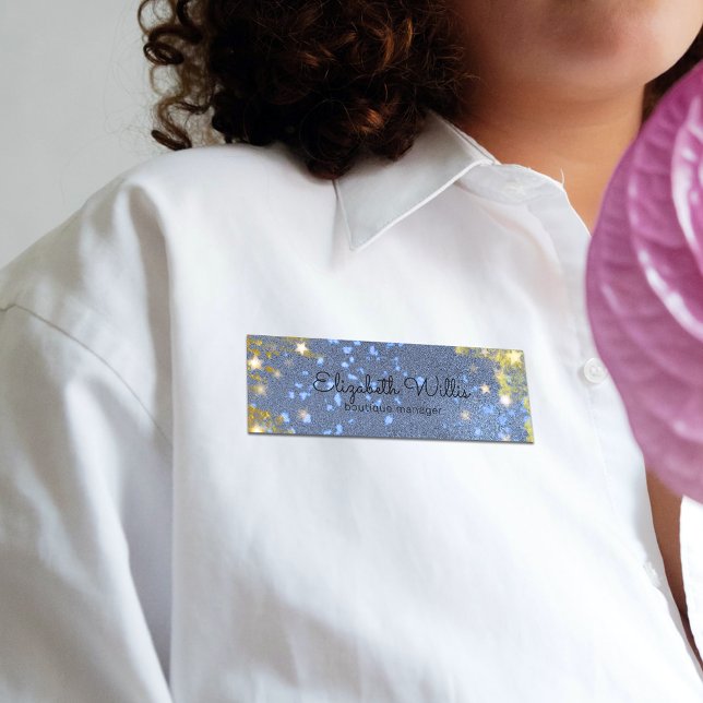 Porte-nom Fantastique Starry Glittery Bleu Et Or Professionn (Créateur téléchargé)