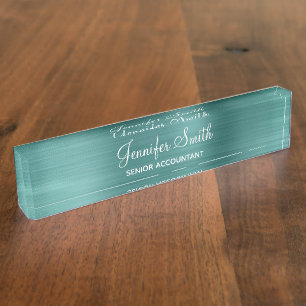 Porte-nom Faux Aqua Sarcelle Feuille