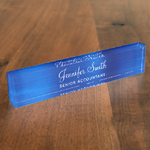 Porte-nom Faux bleu royal métallisé