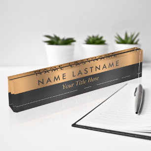 Porte-nom Faux Cuivre Bronze Noir Élégant Design élégant