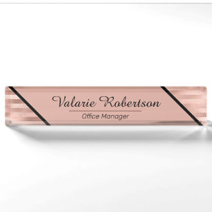 Porte-nom Faux d'or Rose Foil Ftripped